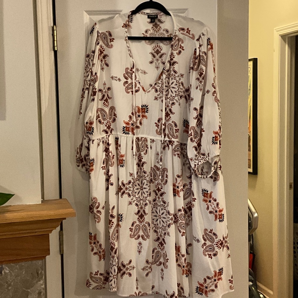 torrid White Midi Dress with Rust Paisley Print